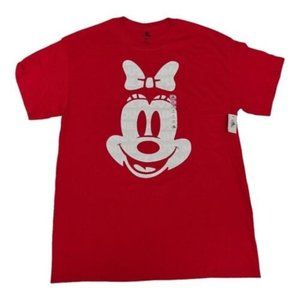 Disney Men’s M Minnie Mouse T-Shirt Logo Ears Bow World Bright Parks Fun White